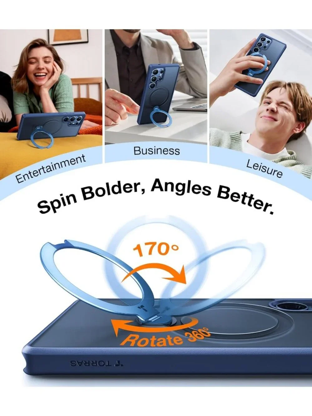 TORRAS Ostand Spin Case for Samsung Galaxy S25 Ultra - 360° Rotating MagSafe Sta